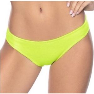 Pilyq Pineapple Reef Full Bikini Bottoms Neon Yellow PQ SWIM Small NEW NWT